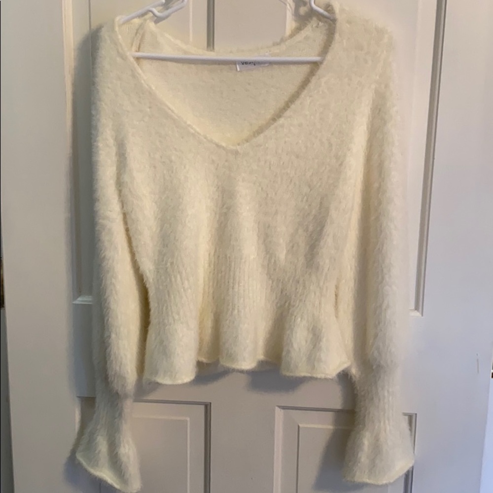 White v-neck sweater
